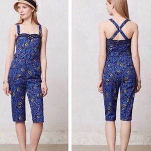 Anthro Cartonnier Blue Floral Midsummer jumpsuit